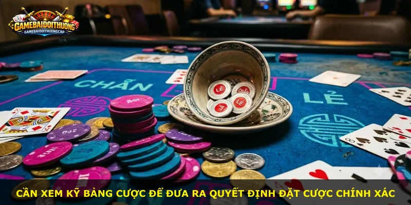 Cần xem kỹ bảng cược để đưa ra quyết định đặt cược chính xác