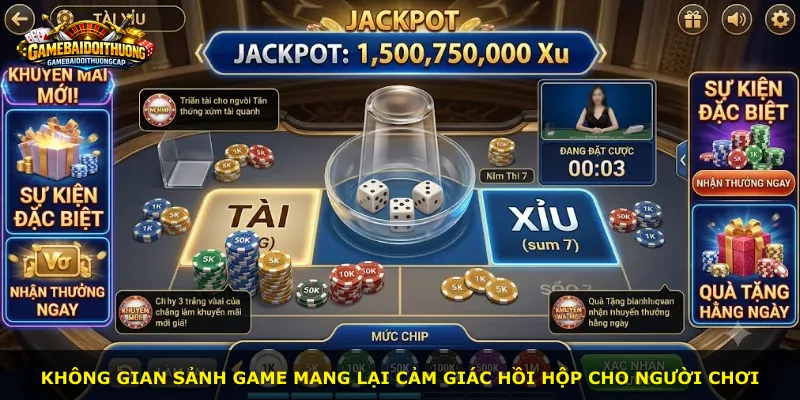 Không gian sảnh game mang lại cảm giác hồi hộp cho người chơi