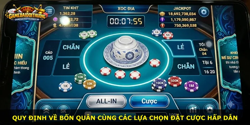 Quy định về bốn quân cùng các lựa chọn đặt cược hấp dẫn