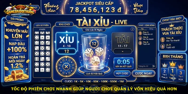 Tốc độ phiên chơi nhanh giúp người chơi quản lý vốn hiệu quả hơn