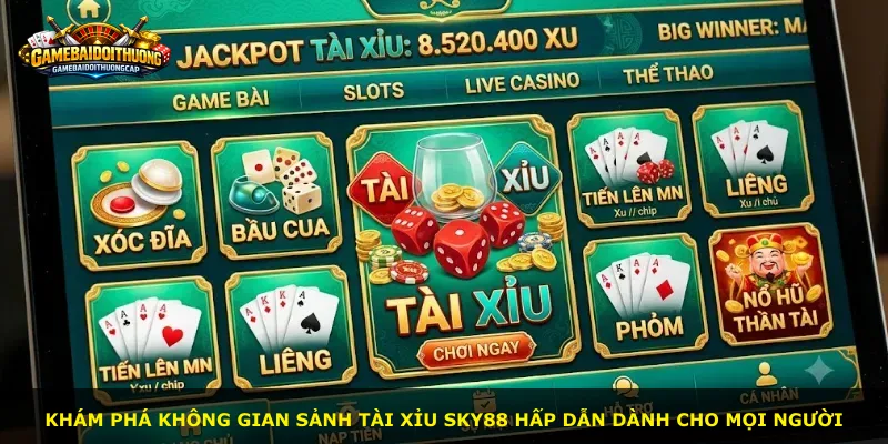 Khám phá không gian sảnh Tài Xỉu Sky88 hấp dẫn dành cho mọi người