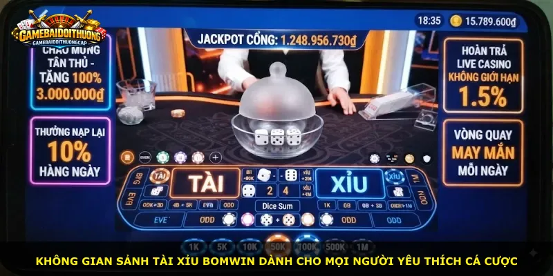 Không gian sảnh tài xỉu Bomwin dành cho mọi người yêu thích cá cược
