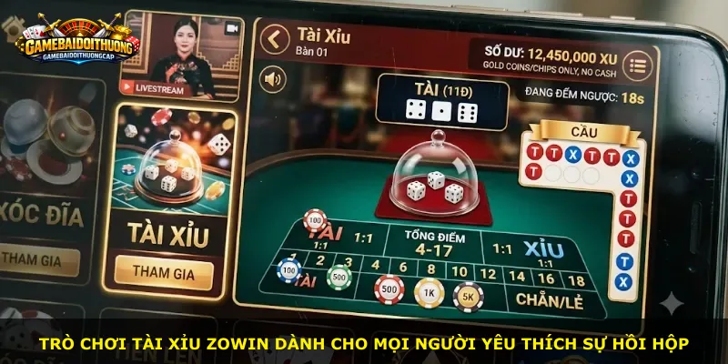 Trò chơi Tài Xỉu Zowin dành cho mọi người yêu thích sự hồi hộp